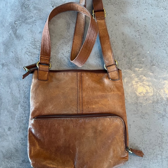 Fossil leather saddle bag shoulder bag cognax - Picture 2 of 4